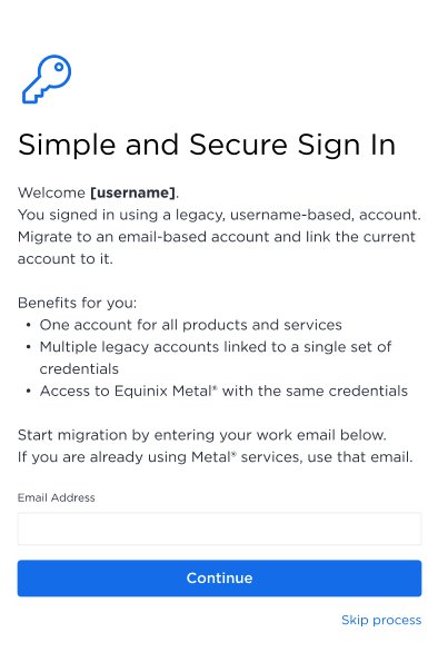 Simple and Secure Sign In screen inviting users to migrate to an email-based account